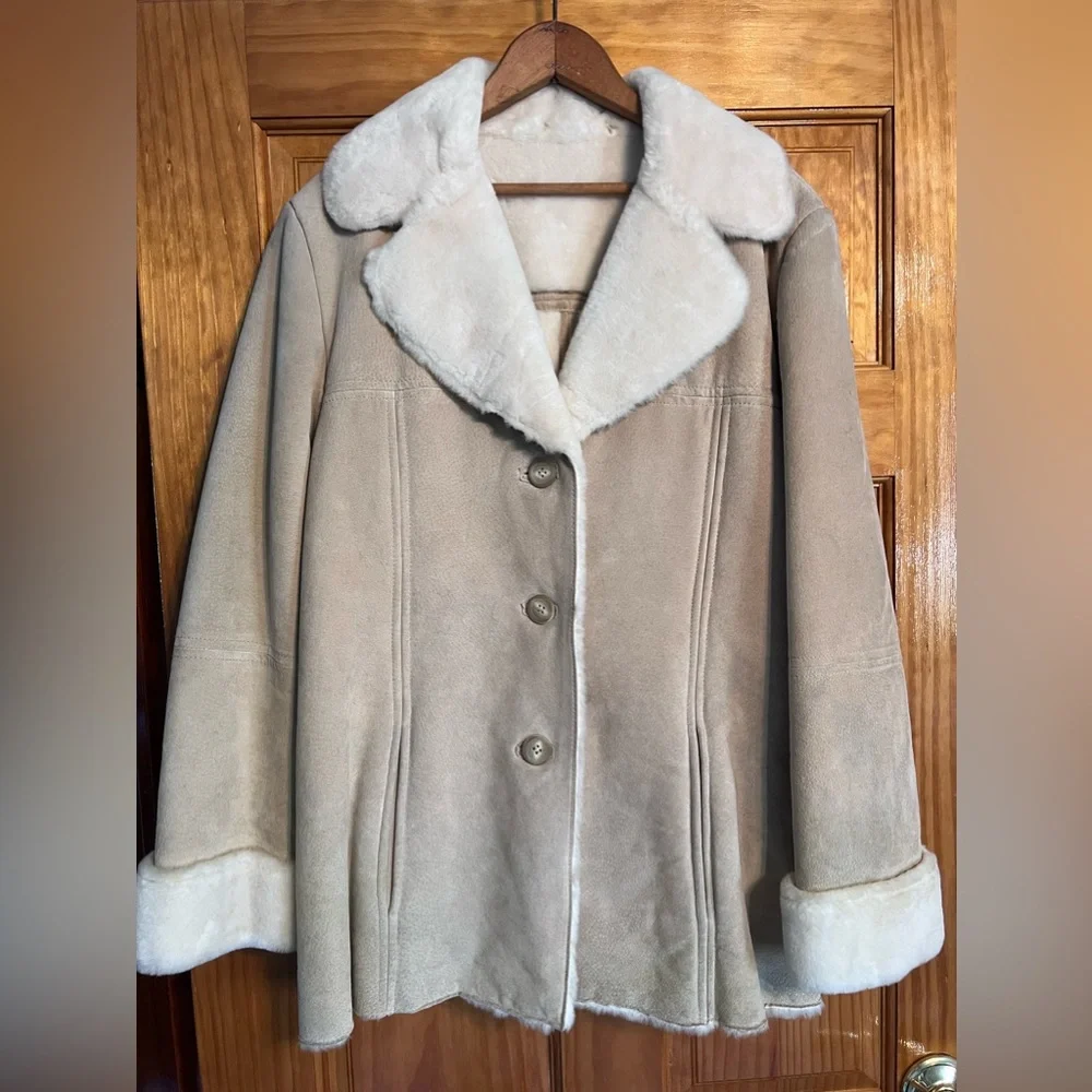 Vintage Winlit Women’s Tan Genuine Leather Faux Fur Jacket - Picture 1 of 8